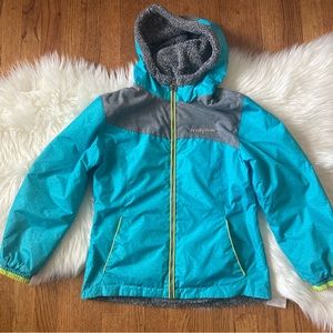 ZeroXposur Zip Up Hooded Jacket Blue Grey Girl Size 10/12